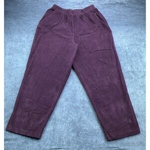 Briggs New York Womens 18W Corduroy Pants Plum Purple Elastic Waist Cotton 100%